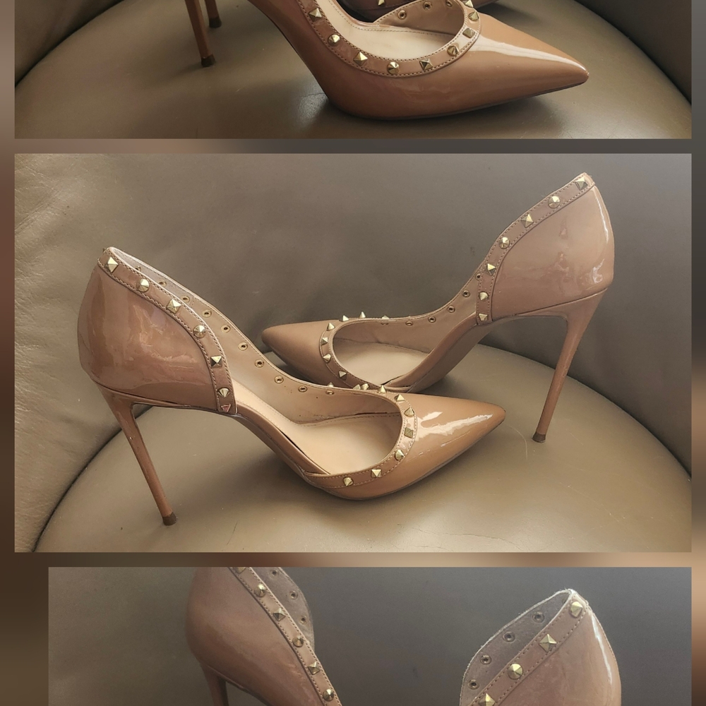 Steve Madden size 10M Brown Studded Velocity Camel Patent high heel Size 10M - Picture 2 of 9